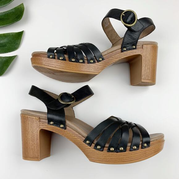 Dansko Dawson Heeled Sandals Strappy Black Leather Women's 42 US 11.5 12 - Picture 8 of 13